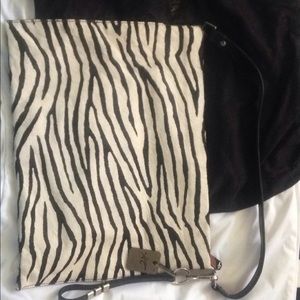 Kenneth Cole calf hair zebra print tote